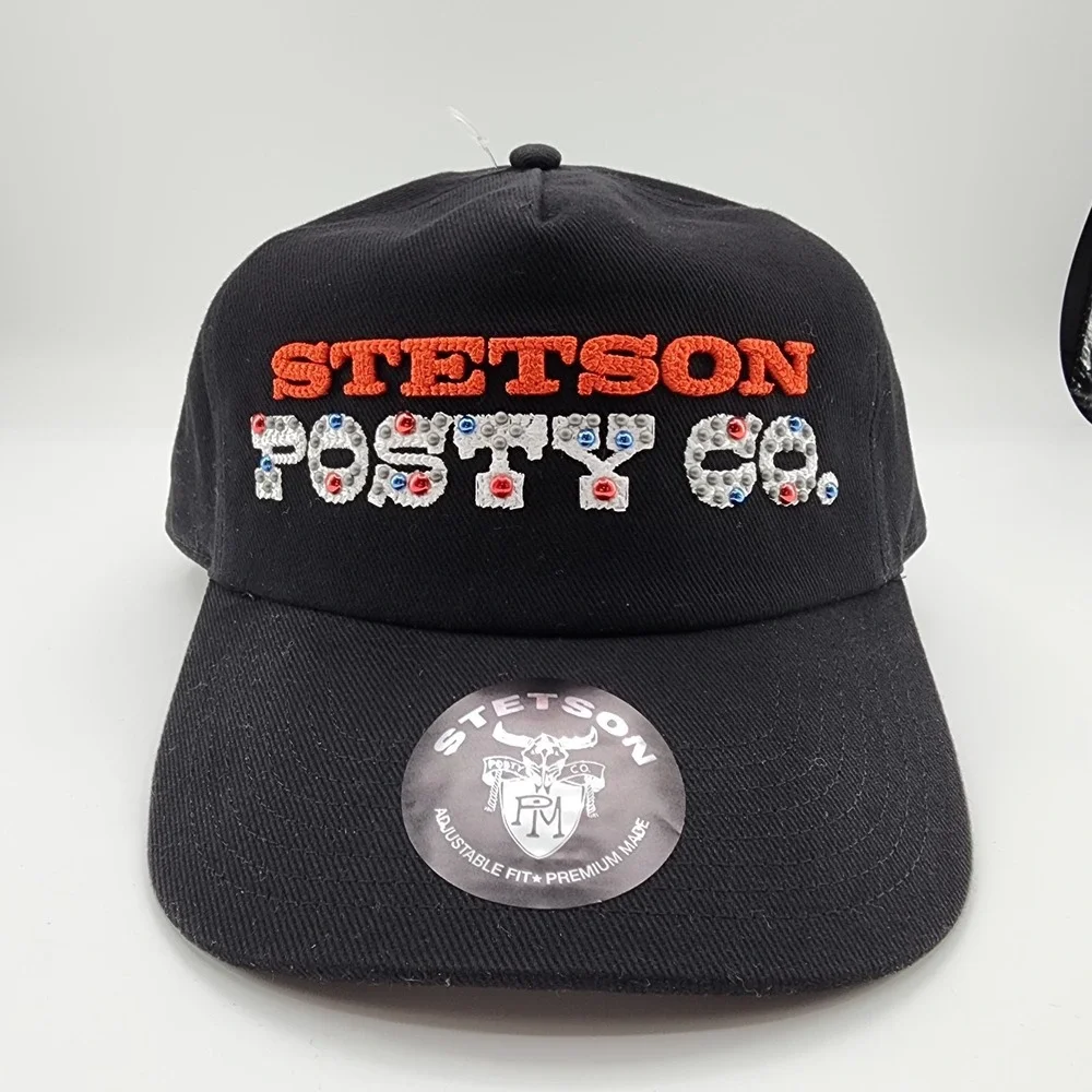 Stetson X Post‎ Malone Hat Studded Posty Ball Cap Black Adjustable Snapback NEW